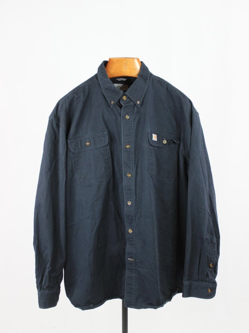 CARHARTT Navy 100% Cotton Twill Original Fit Button Down Work Shirt, Size XXL
